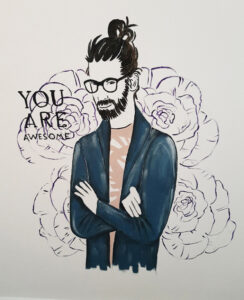 trainingsruimte TCI muurschildering hipster man en vrouw