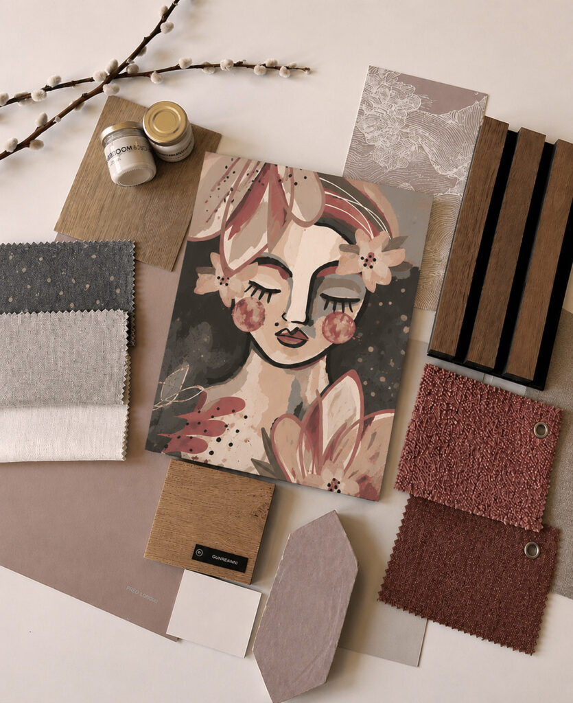 Flatlay met kleurstalen - Look & Feelplan interieuradvies - Den Bosch